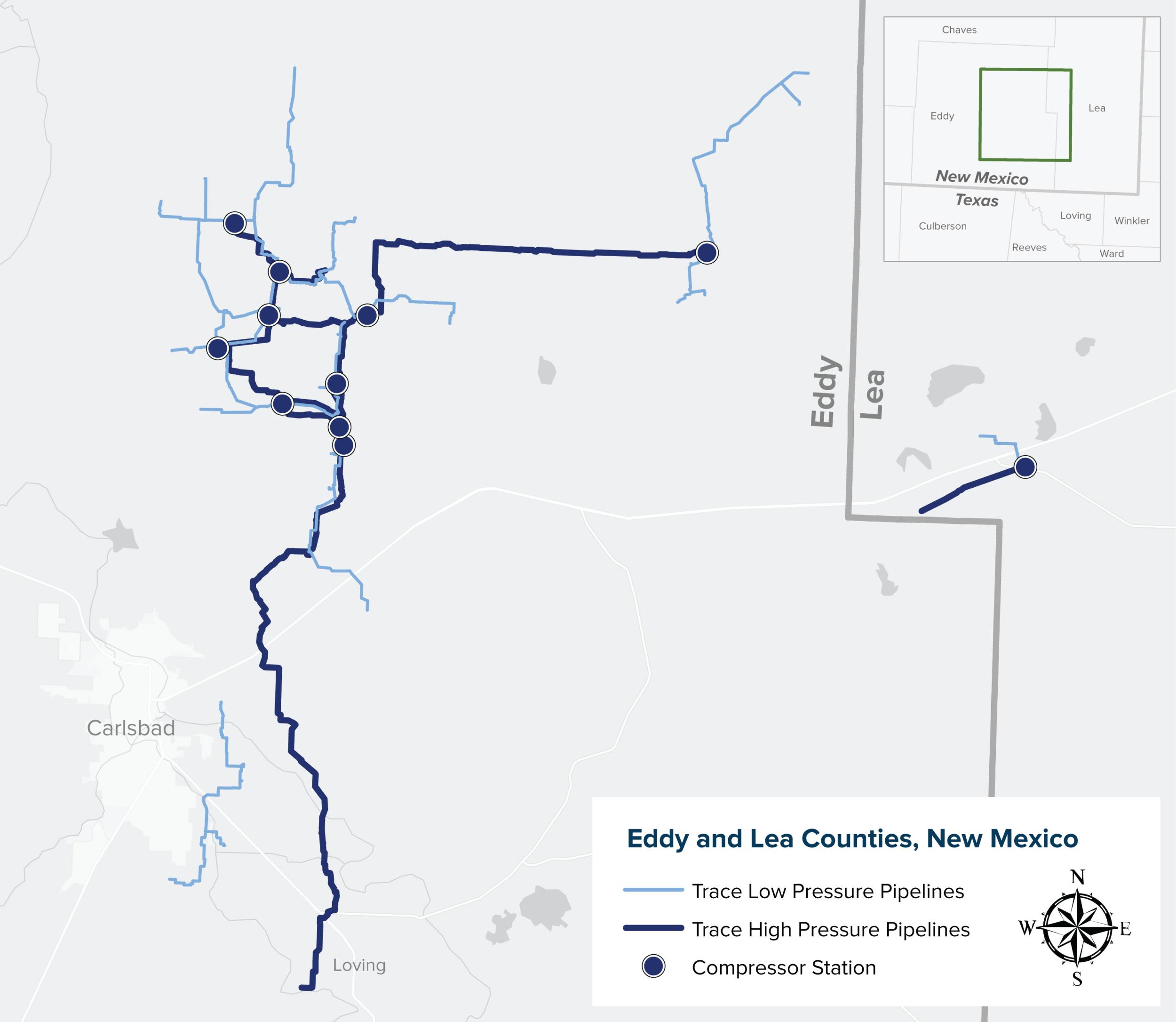 Map of Trace Midstream Operations